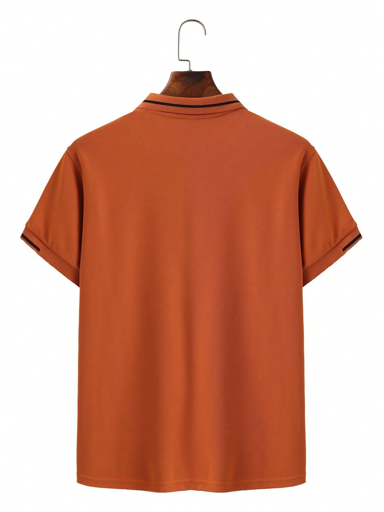 Men’s Solid Short-Sleeve Polo Shirt – Burnt Orange Casual Style - Image 3