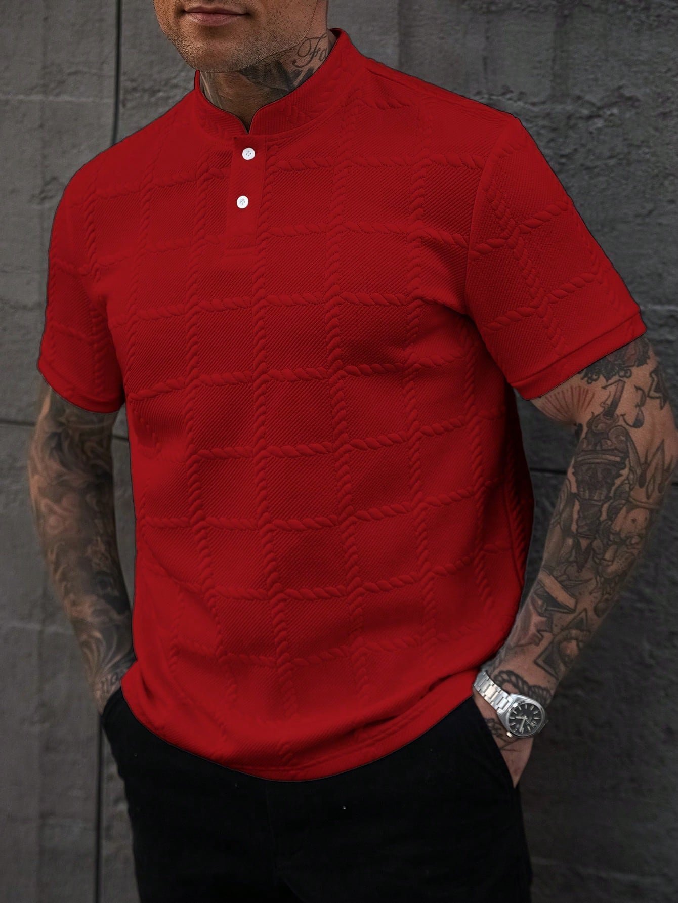 Men’s Solid Color Short Sleeve Polo – Casual Stand Collar Style - Image 2